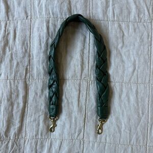 Clare V. Braided Green Leather Shoulder Strap